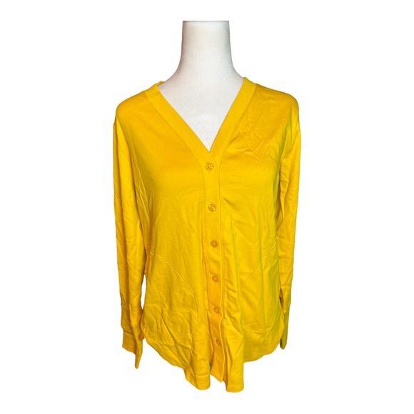 Isaac Mizrahi Live Regular Essentials Pima Cotton Button Front Cardigan Small - Picture 2 of 8